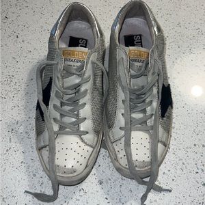 Golden Goose Mesh Silver Superstar Sneakers